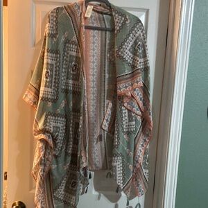 Simply Noelle Patterned Vest - Green and Pink